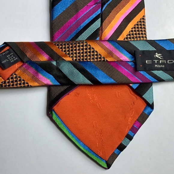 ETRO colourful striped all  silk tie made in Italy 🇮🇹 - Picture 1 of 5